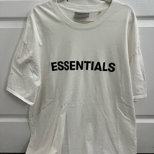 Fear of God Essentials White Tee with Black Logo